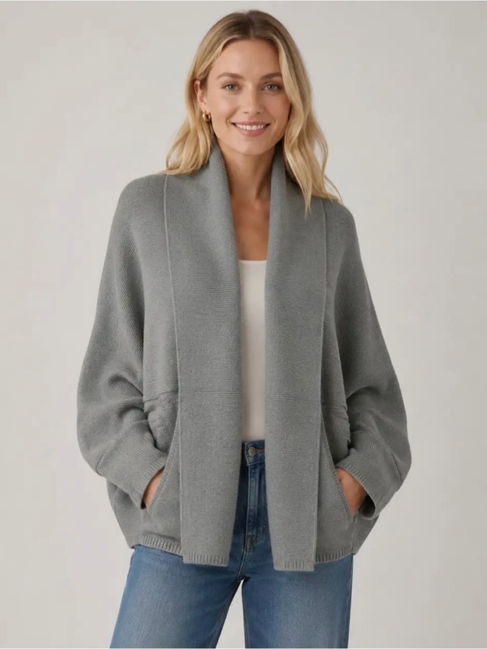 003. Cozy Mint green Shawl Collar Open Front Cardigan, S/M